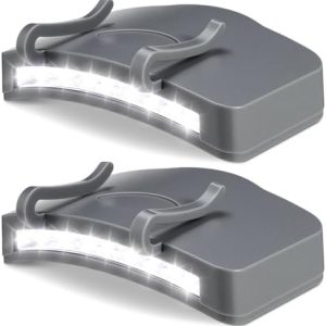 Mudder Ultra Bright Hat Light Clips for Hunting & Camping - 11 LED Waterproof Headlamp - Battery Powered Brim Lamp - Gra